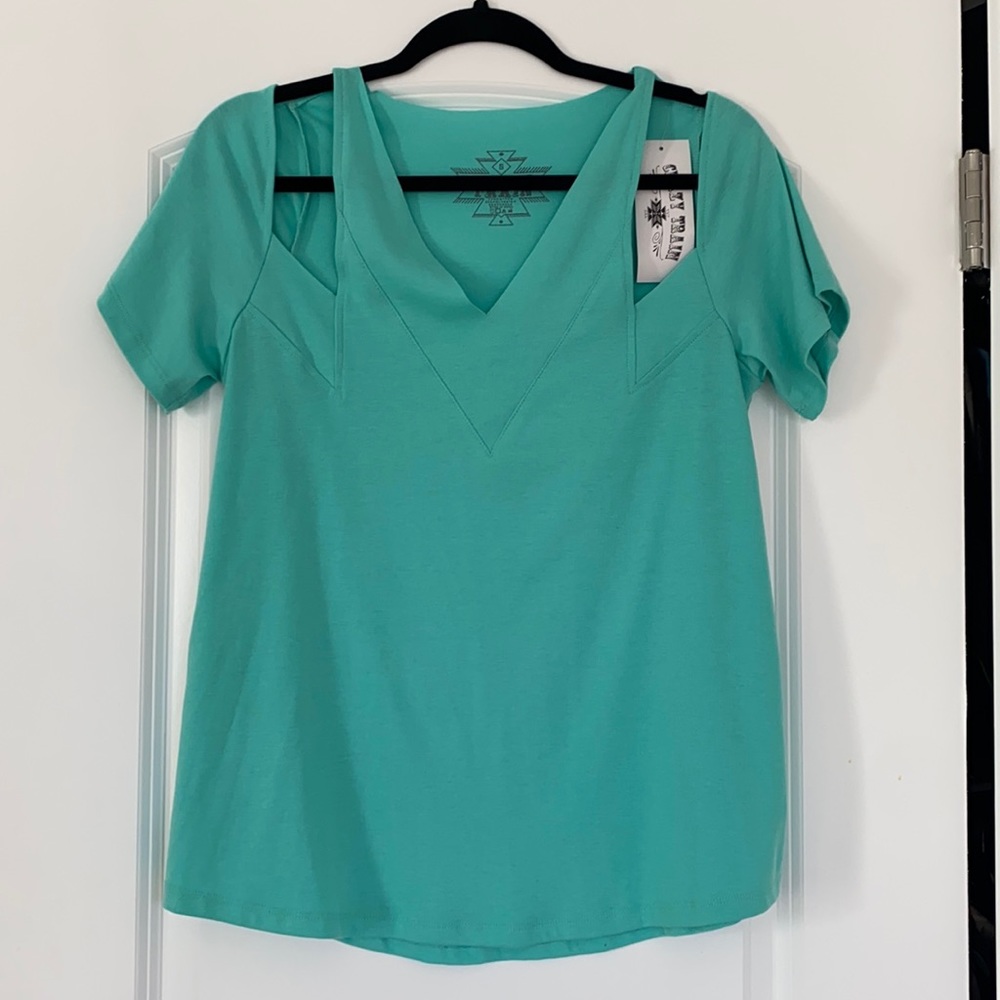 Crazy train blouse teal